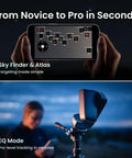 Pocket Size Mini Smart Telescope With App Control For Travel Camping And Hiking Grab And Go Ultra Lightweight Portable Astronomy Scope For Dark Sky Stargazing Backpacking And Adventure, app screen and tripod view