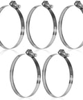 5 Pack Heavy Duty Quick Release Hose Clamps Stainless Steel From One To Four And One Half Inches Adjustable Range Large Worm Gear Clamps