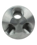 Top view of aluminum Three In One One Quarter Inch FNPT Hose Manifold For Supplying Three Air Tools From A Single Inlet Easy Tool Changes