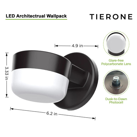 Ultra Efficient 12W 1000LM Outdoor LED Wall Light Sconce, Dusk to Dawn Photocell, Waterproof UL Listed, No Brainer Porch Patio Hallway Lighting, 3000K Warm White, 4 Pack