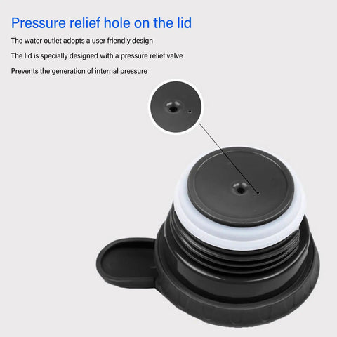 Close-up of the lid showing pressure relief hole for the Heavy Duty 12V Car Electric Kettle With 1300ml Stainless Steel Body.