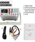 4090B Digital LCR Meter Desktop Tester Measures Capacitance Resistance Inductance Impedance With 3.5 Inch TFT Screen Remote Control And Sorting Feature For Cool Tech Enthusiasts - Includes tester, power cord, cables, manual, and fuse.