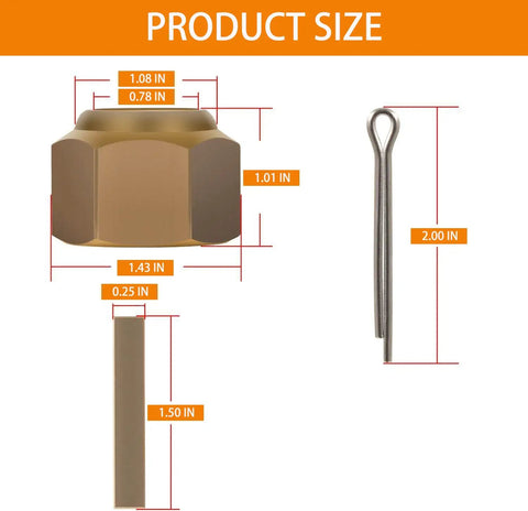 Beefy Inboard Prop Nut Kit With New Pin And Key For 1 Inch To 1 And One Eighth Inch Shafts Brass Boat Replacement, Premium Steel Build, Rust Resistant, Easy Install, Keeps Propeller Firmly Connected To The Shaft