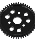 Close-up of black Sturdy Steel 48T M1 Spur Gear Set For One Tenth Scale RC Cars Upgrade Fits Traxxas Arrma Losi HPI Savage Hobao Revo.
