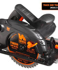 Slick 13 Amp Sidewinder Circular Saw With Track Compatible Base for precise cuts, lightweight design, and side view.