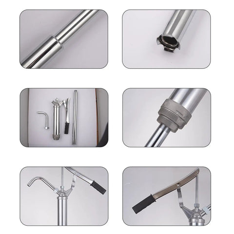 Heavy Duty Lever Action Barrel Pump Stainless Steel Manual Oil Transfer Drum Pump For Engine Gear Fluid Fast 28 Liter Per Minute Hand Operated Sump Extraction Tool For Garage Workshop Use