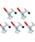 Heavy Duty Quick Release Clamp Jig Set 5 Pcs M5x46mm Holds Up To 110 Lbs 50 Kg Galvanized Iron With Plastic Tips Front View