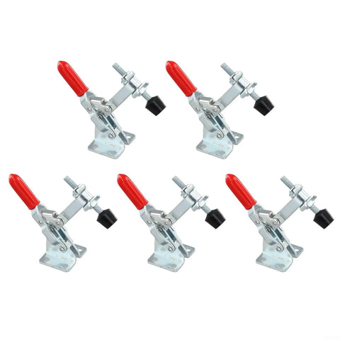 Heavy Duty Quick Release Clamp Jig Set 5 Pcs M5x46mm Holds Up To 110 Lbs 50 Kg Galvanized Iron With Plastic Tips Front View