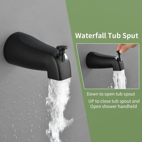 Total Bathroom Glow Up With This Matte Black Tub Shower Faucet Set Featuring Ten High Pressure Spray Modes Dual Wall Handles And Secure Tub Spout Heavy Duty Hardware
