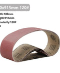 Five Piece Pack Of Top Shelf 915X100Mm Sanding Belts For Belt Sanders With Tough As Nails Abrasive Paper For Woodworking And Metal Jobs Delivering A Sweet Finish And Killer Grinding Power - 120 grit sanding belts shown.