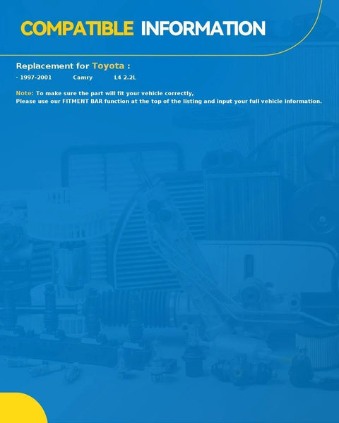 Compatibility information for Front Steering Knuckle And Wheel Bearing Hub Assembly For Toyota Camry 1997 To 2001