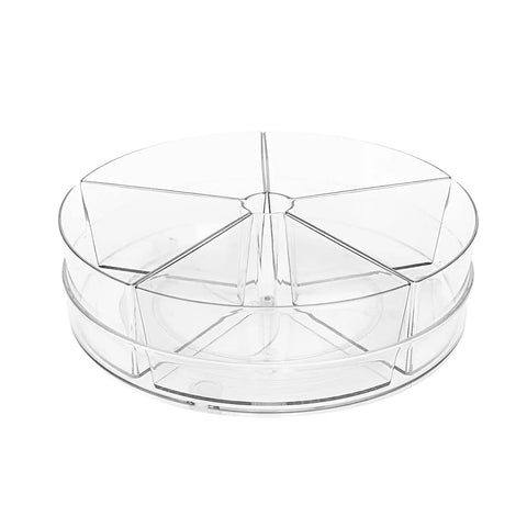 Clear 11 Inch Lazy Susan Organizer with Five Removable Bins Rotating Storage Organizer for Cabinet Pantry Kitchen Fridge and Vanity