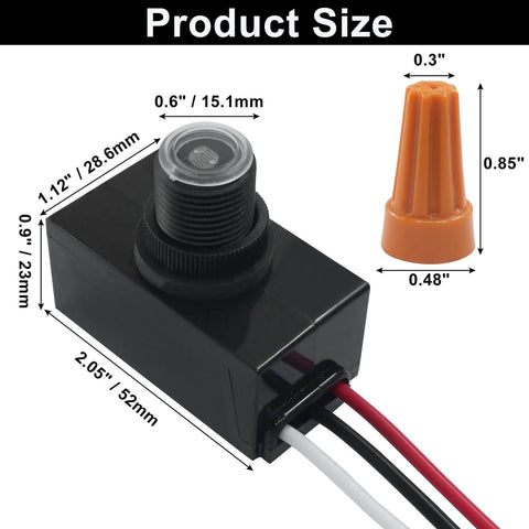 Dusk To Dawn Outdoor Lighting Sensor With Photocell No Brainer Easy Install 120-277V Photoelectric Switch with wire cap
