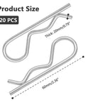20 Pack R Clips Hitch Pins For Trailers Stainless Steel M3 By 60mm Retaining Cotter Pins Spring Clips for Tractor Use