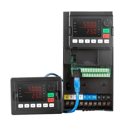 Beefy High Power VFD 18.5 kW 22 kW Variable Frequency Drive For 3 Phase Motors Speed Controller Inverter Industrial Motor Frequency Converter For Heavy Duty Applications, front view with control panel
