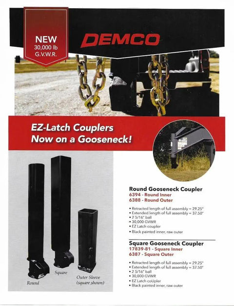 Heavy Duty 30,000 Lb Round Inner Gooseneck Coupler Assembly With 2-5/16 Inch Ball And 3 Inch Rigid Hitch Logo Decal Made In USA For Secure Towing And Hauling round gooseneck coupler
