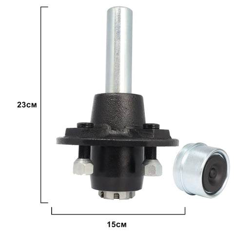 Heavy Duty Two Pack Trailer Idler Hub Kit Fits 2000 Lb Axle With Four On Four Bolt Pattern And One Inch BT8 Spindle, shows height dimensions.