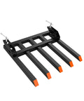 48 Inch Clamp On Debris Forks For Tractors And Skid Steers 2500 Lbs Heavy Duty Pallet Forks With 5 Tines shown from top angle