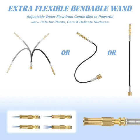 Extra flexible bendable wand for 16Ft Telescoping Gutter Cleaning Tool From Ground With Up To 24Ft Reach Bendable Flexible Wand Metal Curved Wand Adjustable Spray Patterns Hose Attachment For Garden Car Wash And Home Maintenance