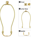 2 Piece 8 Inch Lamp Harp Set With Detachable Shade Holder For Table And Floor Lamps, Heavy Duty Bracket With Standard Saddle And Finial