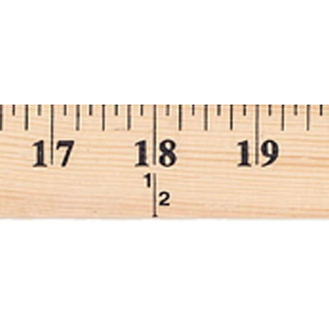 Go To 36 Inch Wood Yardstick With Dual Sided Scales And Clear Lacquer Finish One And One Eighth Inch Wide showing scale detail at 18 inches