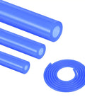 Blue 3-Piece High-Performance Silicone Vacuum Hose Kit For Auto Engines And Intake Systems Holds Up To 130 PSI Max Pressure With Versatile Sizes Perfect For Fluid Delivery Or Water Transfer Needs Without Leaking., three blue silicone hoses, 4-10mm ID
