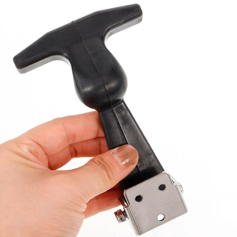 Shockproof Rubber T Handle Draw Latch With 304 Stainless Steel Lock held in a hand, highlighting secure grip and easy install.