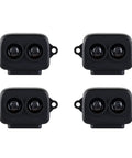Four Tf Luna Lidar Range Sensor Modules with 8M range, black ABS enclosures, for precise distance measurement and robust obstacle sensing.