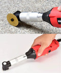 VOTOER 550W corded electric die grinder, red housing with silver shaft and grinding wheel (two-angle views)
