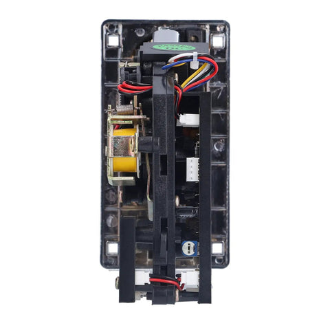 Front view of Electronic Coin Acceptor Module For Arcade Vending And Slot Machines, Plug And Play Table Mount Install, showing sensors.