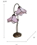 Poelking 2-Light Pink Lily Table Lamp With Bronze Finish 12 Inch Square Base And 21 Inch Tall Elegant Glass Lily Panels