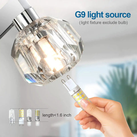 Crystal Chrome Vanity Light Bar Over Mirror For Bathroom Powder Room 19.7 Inch Long Modern Fixture with bulb removed.