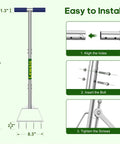 Diagram showing Semi Assembled Lawn Aerator With Four Steel Spikes Non Clogging Design Ergonomic Handle installation steps.