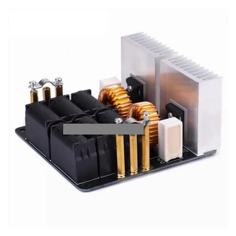 1000W 20A ZVS Low Voltage Induction Heating Board Power Supply Module Flyback Driver For Heater Coil With Heavy Duty Voltage Regulation And No Nonsense Noise Filtering Built To Last Finished Product, black PCB with heatsinks