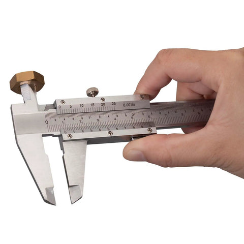 Hand using Vernier Caliper Measuring Tool With 6 Inch Range And 0 To 150 Millimeters Manual Non Digital Calipers High Precision 0.001 Inch 0.02 Millimeters Durable Workhorse For Industrial Workshop Projects