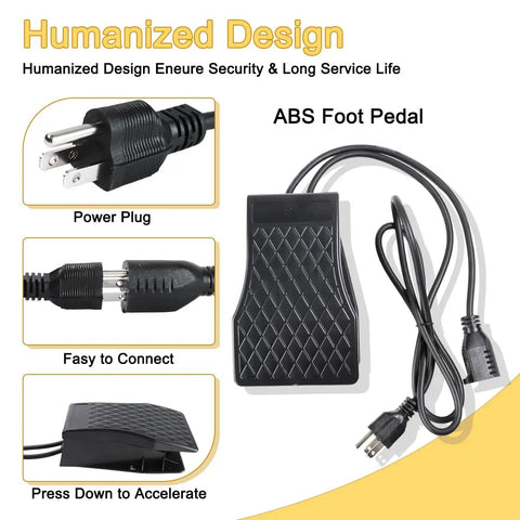 Hella Reliable 1000W Flex Shaft Rotary Tool With Easy Grip Foot Pedal And Stepless Variable Speed Up To 30000 RPM ABS foot pedal with power plug.
