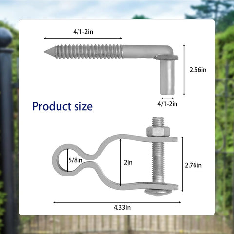4-piece galvanized steel farm gate hinge kit with 5/8 in pins for wood or metal gates