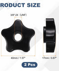 Black 2 Pack Star Clamping Knobs Featuring Fluted Grips 3 8 24 Unf Threads Made From Solid Plastic And Reinforced Iron Insert Built For No Sweat Adjustments And Heavy Duty Workshop Use, size 40mm and 17mm.