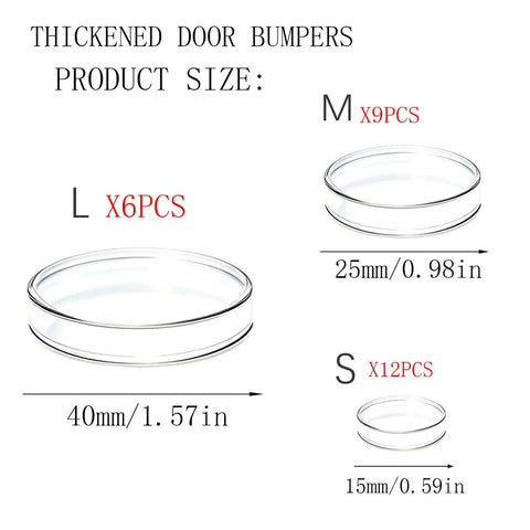 12 Piece Cabinet Door Stopper Kit And Fridge Bumper Pads With Super Strong Self Adhesive for Peaceful Rooms, sizes 15mm, 25mm, 40mm.
