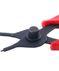 10 Piece Snap Ring Pliers Set For Internal And External Circlip Pliers Retaining Ring Pliers Quick Conversion Thumbscrew With Pivoting Jaws Pro Grade Heavy Duty Tool Kit For Cars Trucks Motorcycles And More, close-up of black pivoting jaws and red handles