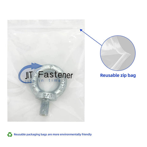 Packaged Heavy Duty 5/8-11 Carbon Steel Galvanized Shoulder Eye Bolt With Threaded Eyebolt Lifting Ring in clear zip bag