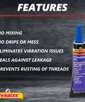 Blue Gel Thread Locker Medium Strength For Metal Fasteners Removable With Hand Tools Locks in Place 0.20 Oz Bottle
