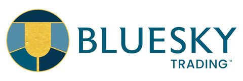 BlueSky Trading logo with blue and gold circular emblem next to company name in bold blue letters.