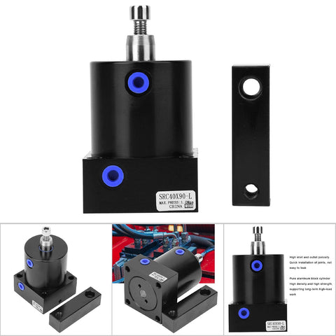 Swing Clamp Cylinder 90 Degree Rotary Actuator for Pneumatic Clamping, aluminum construction, detailed front and side view