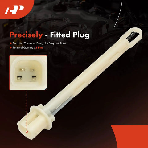 New Engine Coolant Temperature Sensor For Buick Cadillac Chevy GMC Bolt Direct Swap close-up view of 2-pin connector and fitted plug.