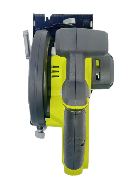Front view of 18V Cordless 5 1/2 Inch Circular Saw Tool Only, Lightweight Wood Cutting Power Saw for DIY Projects, Ergonomic Grip, Green Finish.