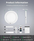 4 Pack Rechargeable Battery Operated Ceiling Light With Motion Sensor And Remote product dimensions and accessories