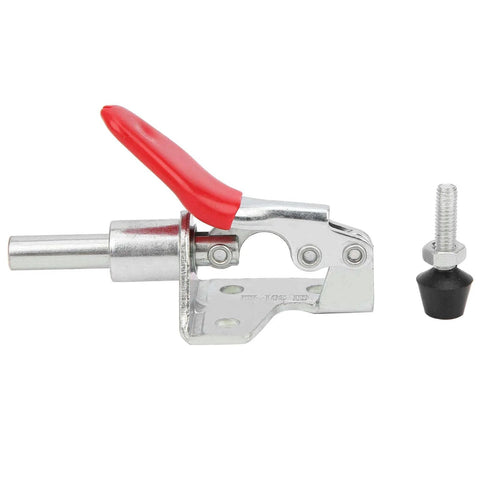 Side view of 4-Piece Push-Pull Toggle Clamp Set With Quick Release Fixed Handle Locking Tools For Woodworking Jigs Welding Fixtures.