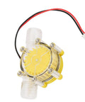 Portable F50 Hydroelectric Power Generator With Stable Voltage From Water Flow Turbine showing yellow and clear turbine unit