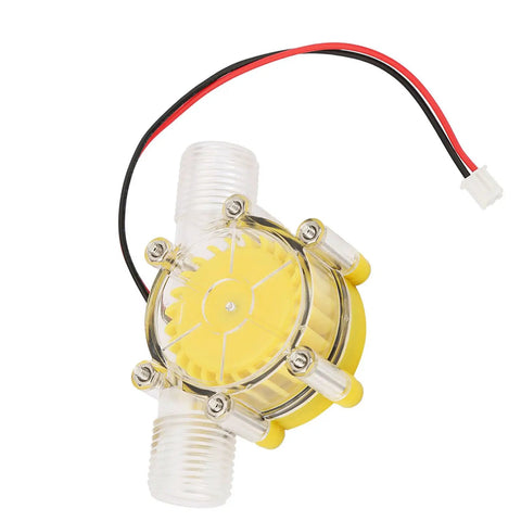 Portable F50 Hydroelectric Power Generator With Stable Voltage From Water Flow Turbine showing yellow and clear turbine unit